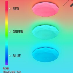 Светильник светодиодный COMFORT DIAMOND-MUSIC-RGB 75Вт 230В 3000-6500K 6000Лм 500x100мм с пультом дистанционного управления IN HOME