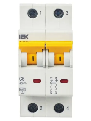 Выключатель автоматический модульный 2п C 6А 6кА ВА47-60M KARAT IEK MVA31-2-006-C - фото 2