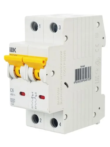 Выключатель автоматический модульный 2п C 6А 6кА ВА47-60M KARAT IEK MVA31-2-006-C - фото 8