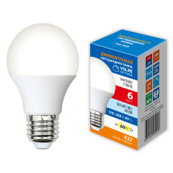 LED-A60-6W-4000K-E27-FR-DIM-SLS Лампа светодиодная, диммируемая, Форма A, матовая, Белый свет 4000K