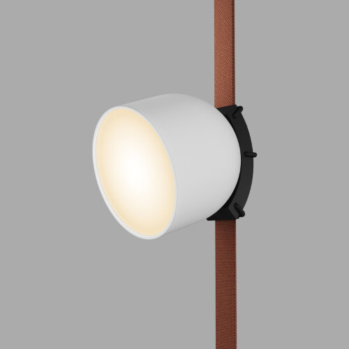 DK5543-WH+BK Поворотный светильник для трека-ремня Belty, серия Spot, со светодиодом, D100*H107мм, 48V DC, 12W, RA90, 120°, 3000K, IP20, белый с черным, алюминий.