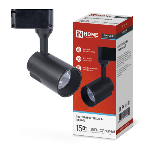Светильник трековый светодиодный TR-07-TL 15Вт 6500К 1500Лм IP40 24 градуса черный серии TOP-LINE IN HOME - Фото