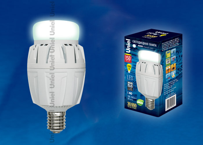 LED-M88-150W/NW/E40/FR ALV01WH Лампа светодиодная с матовым рассеивателем. Материал корпуса алюминий. Цвет свечения белый. Серия Venturo. ТМ Uniel - фото