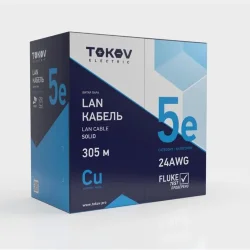 Кабель витая пара U/UTP 4х2х24AWG(0.48мм) кат.5E нг(А)-HF (LSZH) indoor Fluke tested 305м (м) TOKOV ELECTRIC TKE-C10-U/UTP-42-5E-305-LSZH