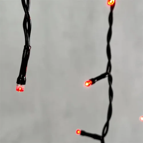 Гирлянда Бахрома 4,9 x 0,5 м Красная 220В, 240 LED, Провод Черный ПВХ, IP54. Фото 3.