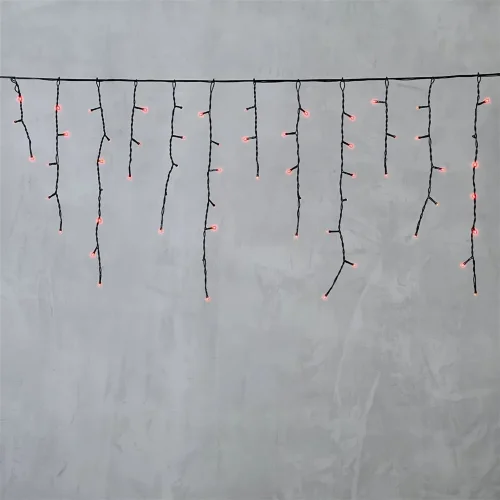 Гирлянда Бахрома 4,9 x 0,5 м Красная 220В, 240 LED, Провод Черный ПВХ, IP54. Фото 6.