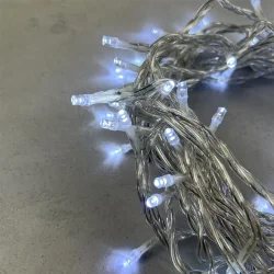 Гирлянда Нить 10м Белая 24В, 100 LED, Провод Прозрачный ПВХ, IP54