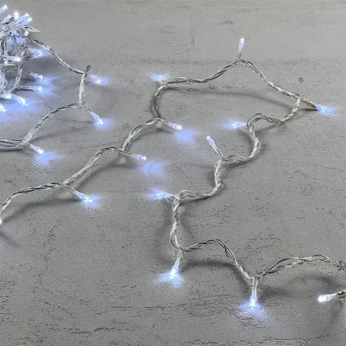 Гирлянда Нить 10м Белая 24В, 100 LED, Провод Прозрачный ПВХ, IP54. Фото 3.