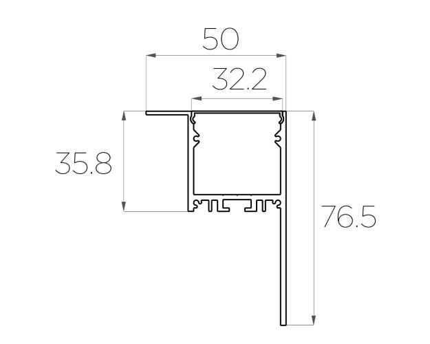Профиль накладной алюминиевый LC-NKU-7650-2 Anod - фото 3