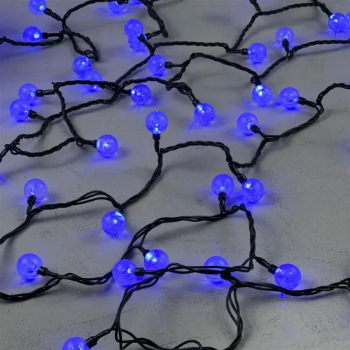 Гирлянда «Шарики» 10м Синяя 220В, Диаметр Шарика 23мм, 100 LED, Провод Черный Каучук 2,3мм, IP54. Фото 2.