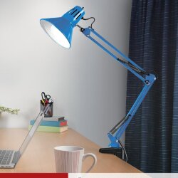 Светильник настольный под лампу на струбцине СНС 13ТС 60Вт E27 230В СИНИЙ IN HOME