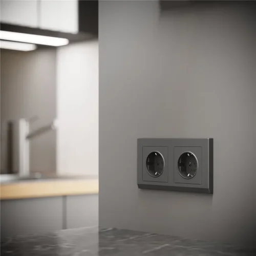 Рамка из поликарбоната на 2 поста Stark графит матовый W0021864 - фото 5