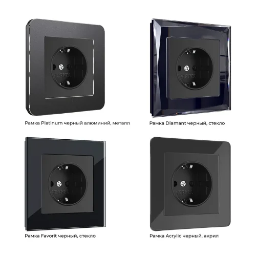 Розетка с заземлением и шторками (черный матовый) W1171108 - фото 4