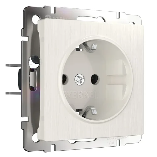 Розетка с заземлением и шторками (перламутровый рифленый) W1171113 - фото