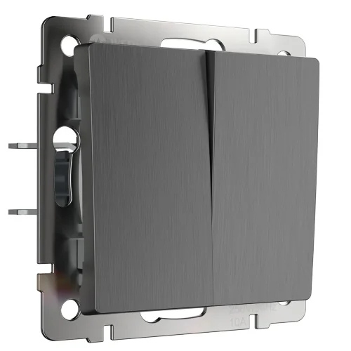Выключатель двухклавишный проходной (графит рифленый) W1122004 - фото