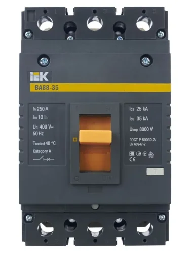 Выключатель автоматический 3п 250А 35кА ВА 88-35 KARAT IEK SVA30-3-0250 - фото 2