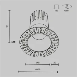 Встраиваемый светильник Dip Hight+ 3000K 15Вт 50° (Черный)