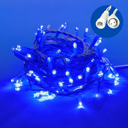 ULD-S1000-120-TWK BLUE IP67 Гирлянда светодиодная с эффектом мерцания, 10м, Соединяемая, 120 светодиодов, Синий свет, Провод белый. - фото 1