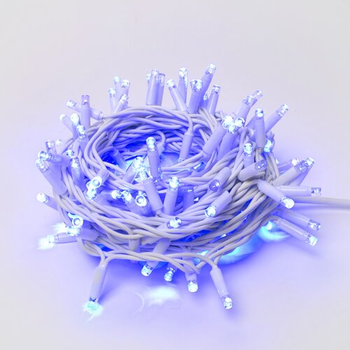 ULD-S1000-120-TWK BLUE IP67 Гирлянда светодиодная с эффектом мерцания, 10м, Соединяемая, 120 светодиодов, Синий свет, Провод белый. - фото 2