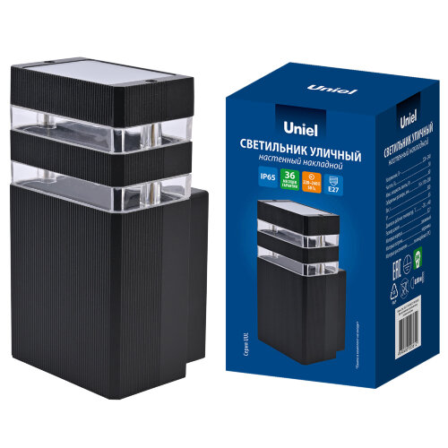 UUL-S17A 60W-E27 IP65 BLACK Светильник уличный, под лампу Е27, Архитектурный накладной, Корпус черный, TM Uniel - фото 5