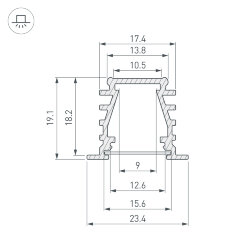 Профиль ТОР-DEEP-F-2000 ANOD (К13,Р15) (Arlight, Алюминий) 016971