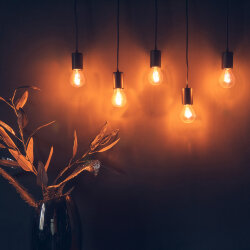 LED-G45-5W-AMBER-E14-VLF Лампа светодиодная Vintage, Форма шар, янтарная колба, Картон, TM Volpe