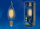 LED-CW35-5W/GOLDEN/E14 GLV21GO Лампа светодиодная Vintage. Форма «свеча на ветру», золотистая колба - фото