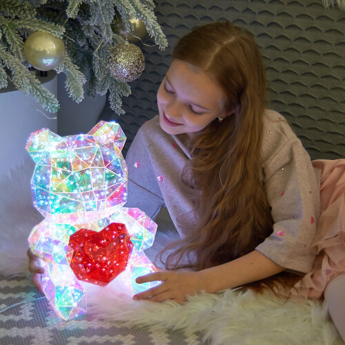 ULD-R508 USB BEAR WITH HEART Светильник декоративный Мишка с сердцем, с USB проводом, 200 светодиодов, Белый свет, Цвет корпуса радужный, TM Uniel - фото 2