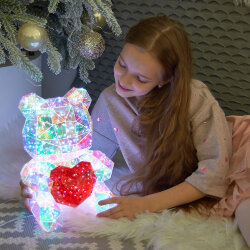 ULD-R508 USB BEAR WITH HEART Светильник декоративный Мишка с сердцем, с USB проводом, 200 светодиодов, Белый свет, Цвет корпуса радужный, TM Uniel