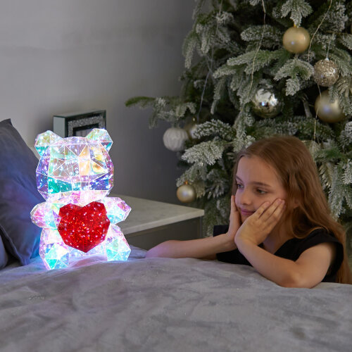 ULD-R508 USB BEAR WITH HEART Светильник декоративный Мишка с сердцем, с USB проводом, 200 светодиодов, Белый свет, Цвет корпуса радужный, TM Uniel - фото 4