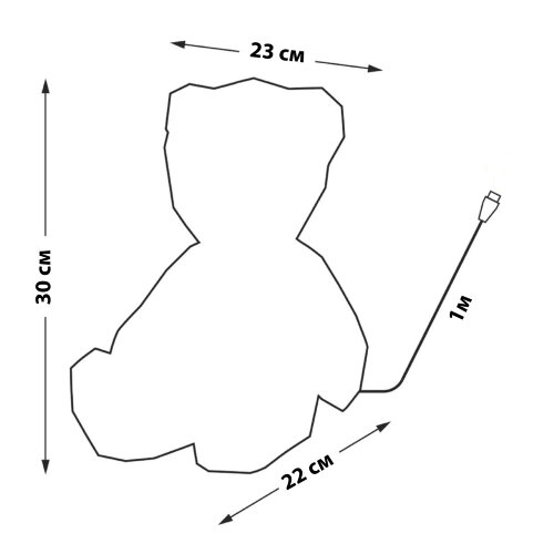 ULD-R508 USB BEAR WITH HEART Светильник декоративный Мишка с сердцем, с USB проводом, 200 светодиодов, Белый свет, Цвет корпуса радужный, TM Uniel - фото 6