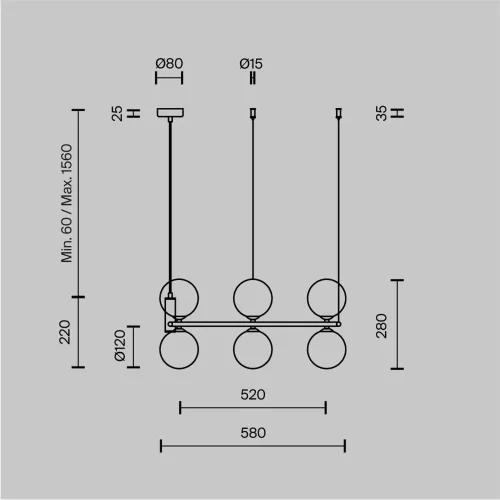 Подвесной светильник Круг / Ring G9х6 (Черный) MOD013PL-06B - фото 11