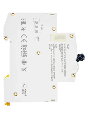 Выключатель автоматический дифференциального тока 2п (1P+N) C 25А 30мА тип AC АВДТ B06S 18мм ARMAT IEK AR-B06S-1N-C25C030 - фото 5