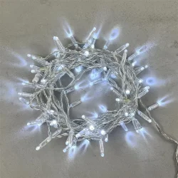Гирлянда Нить с Колпачком 10м Белая 24В, 100 LED, Провод Прозрачный ПВХ, IP65