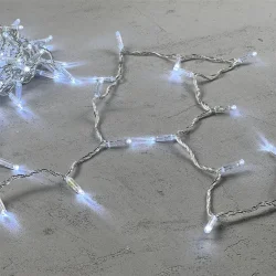 Гирлянда Нить с Колпачком 10м Белая 24В, 100 LED, Провод Прозрачный ПВХ, IP65