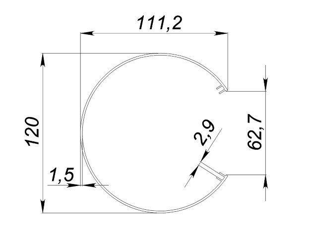 Рассеиватель поликарбонатный для профиля трубчатый LC-LRM-M120-2 матовый - фото 2