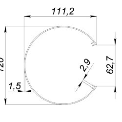 Рассеиватель поликарбонатный для профиля трубчатый LC-LRM-M120-2 матовый