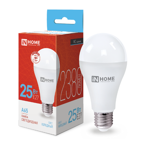 Лампа светодиодная LED-A65-VC 25Вт 230В Е27 6500К 2380Лм IN HOME - Фото