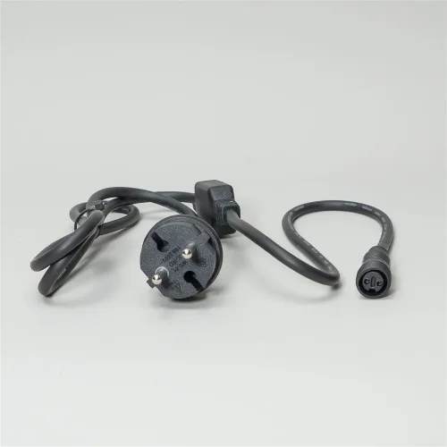 Кабель Питания 1,5м с Выпрямителем для Шариков 40мм 220В, Провод Черный Каучук, IP65. Фото 2.