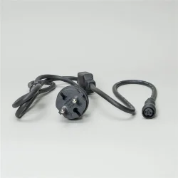 Кабель Питания 1,5м с Выпрямителем для Шариков 40мм 220В, Провод Черный Каучук, IP65