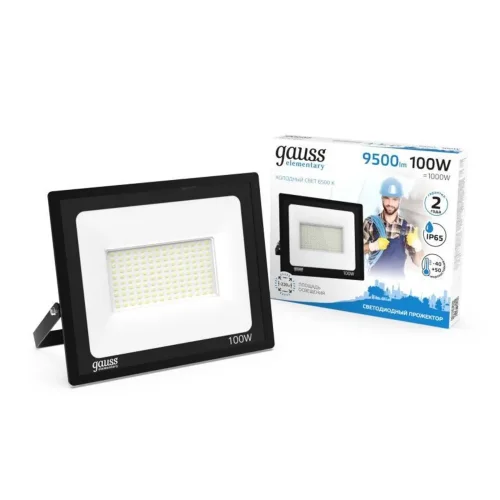 Прожектор светодиодный Elementary 100Вт 6500К IP65 9500лм 170-264В ДО черн. GAUSS 613100100 - фото