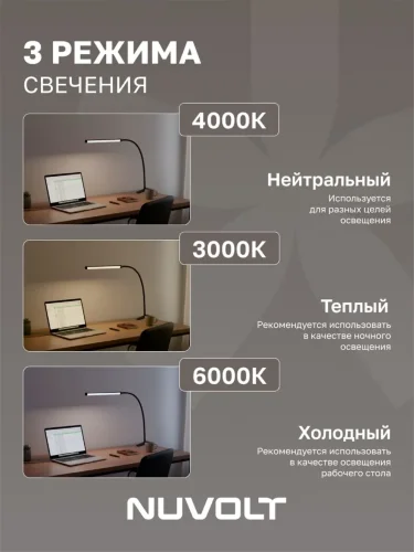 Настольный светильник NUVOLT LTBL-001B (Черный) - фото 3