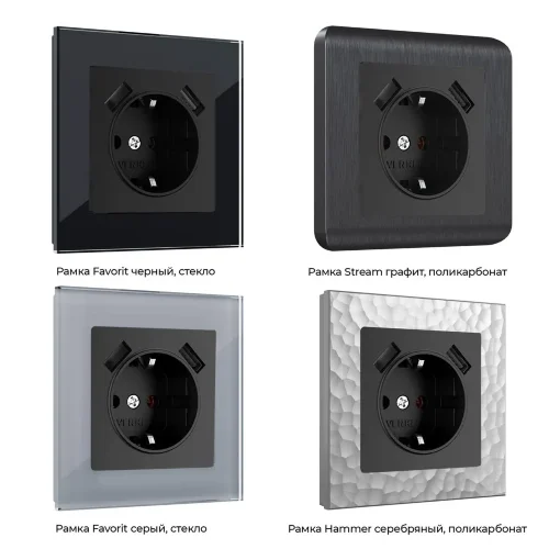 Розетка с заземлением, шторками и USBх2 (черный матовый) W1171508 - фото 3