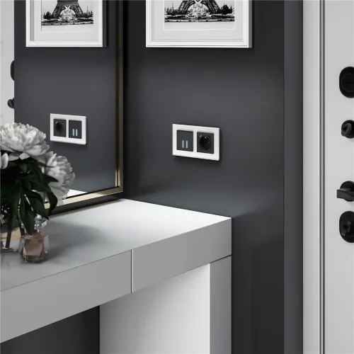 Розетка с заземлением, шторками и USBх2 (черный матовый) W1171508 - фото 8