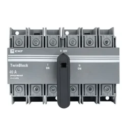 Рубильник 3п 40А реверсивный с рукояткой для прямой установки TwinBlock EKF tb-s-40-3p-rev