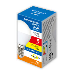 LED-G45-5W-3000K-E14-FR-SLS Лампа светодиодная, Форма шар, матовая, Теплый белый свет 3000K