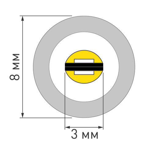 Светодиодная лента герметичная LUNA-Х960-D8mm 24V Warm3500 (8 W/m, IP65, 360deg, 5m) (Arlight, CRI>90) 053353 - фото 6