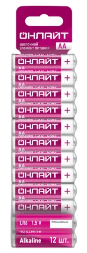 Элемент питания алкалиновый 90 636 OBT-ALK-LR6-BP12 (блист.12шт) ОНЛАЙТ 90636 - фото