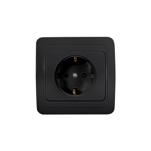 Розетка одинарная с заземлением CLASSICO черная 2028B IN HOME - Фото
