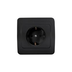 Розетка одинарная с заземлением CLASSICO черная 2028B IN HOME